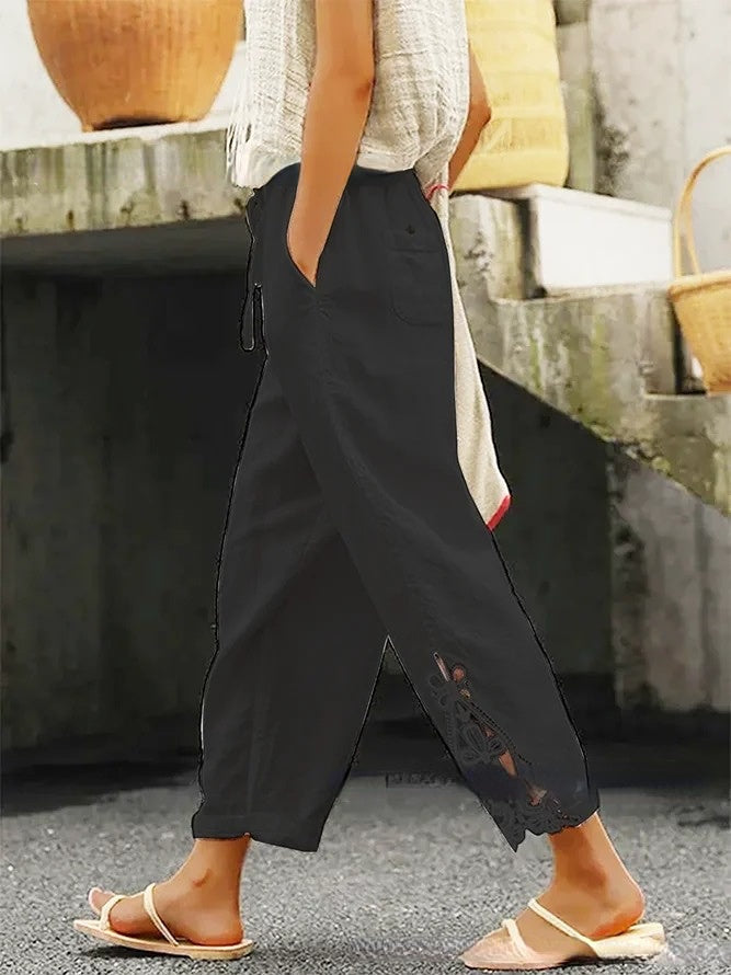 Women's Casual Lace Small Lace Patchwork Pants