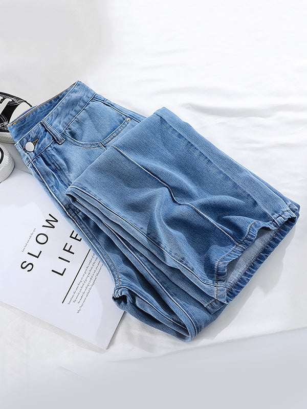 Casual High Waisted Tencel Wide Leg Jean Pants Bottoms