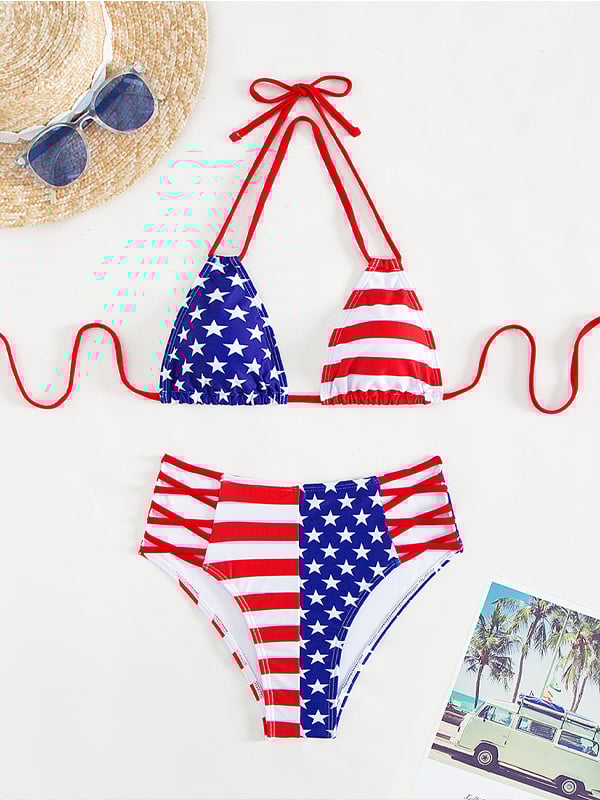 Women's Sexy Flag Contrast Bikini