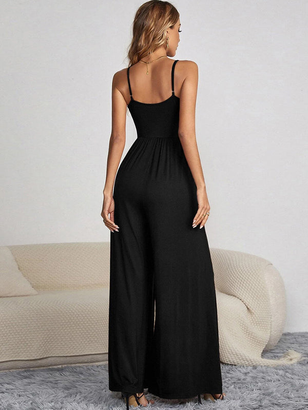 Vacation Sleeveless Solid Color Jumpsuit