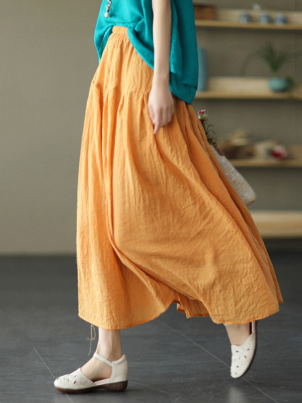 Casual Solid Color Empire A-Line Skirt