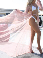 Sexy Mesh Long Floor Mopping Sunscreen Dress Blouse