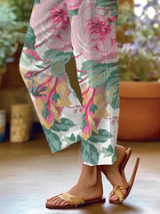 Women's Art Floral Loose Casual Pants (With Pockets)