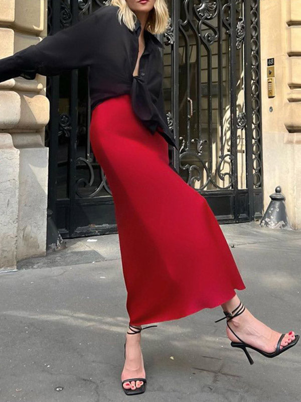 Solid Color Zipper Mermaid Skirts Bottoms