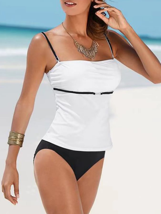 Quick Drying Belly Covering Split Solid Color Bikini