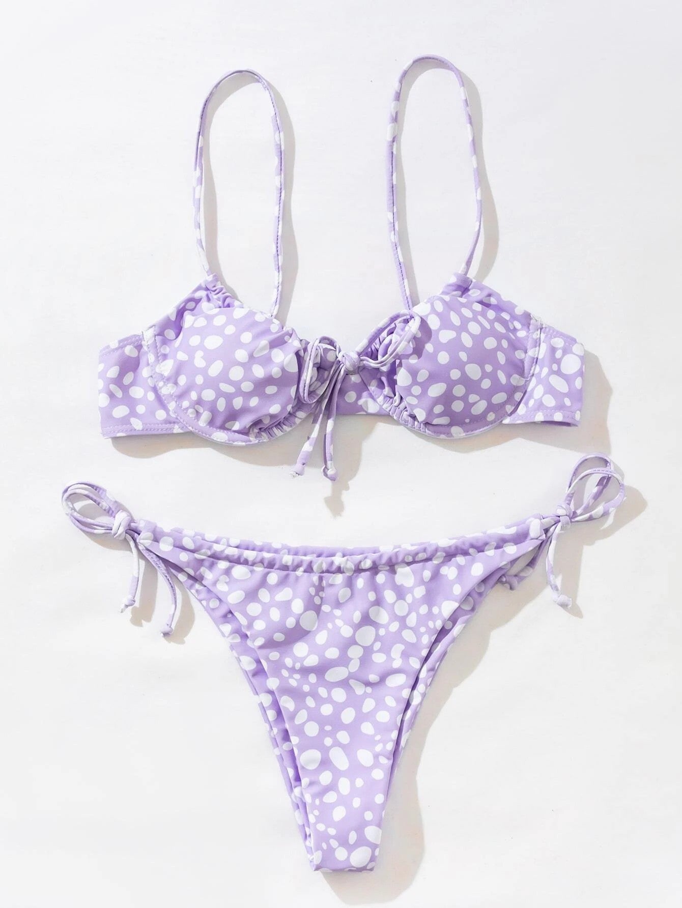 Mila Polka Dot Braided Rope Triangle Bikini