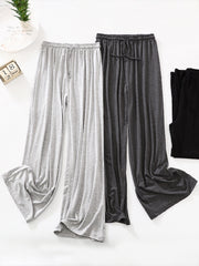 High Waisted Loose Drawstring Elasticity Solid Color Casual Pants Bottoms Trousers