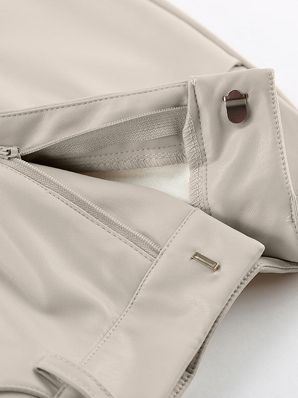 Pockets Solid Color Split-Front Zipper Skinny Wrap Skirts Bottoms