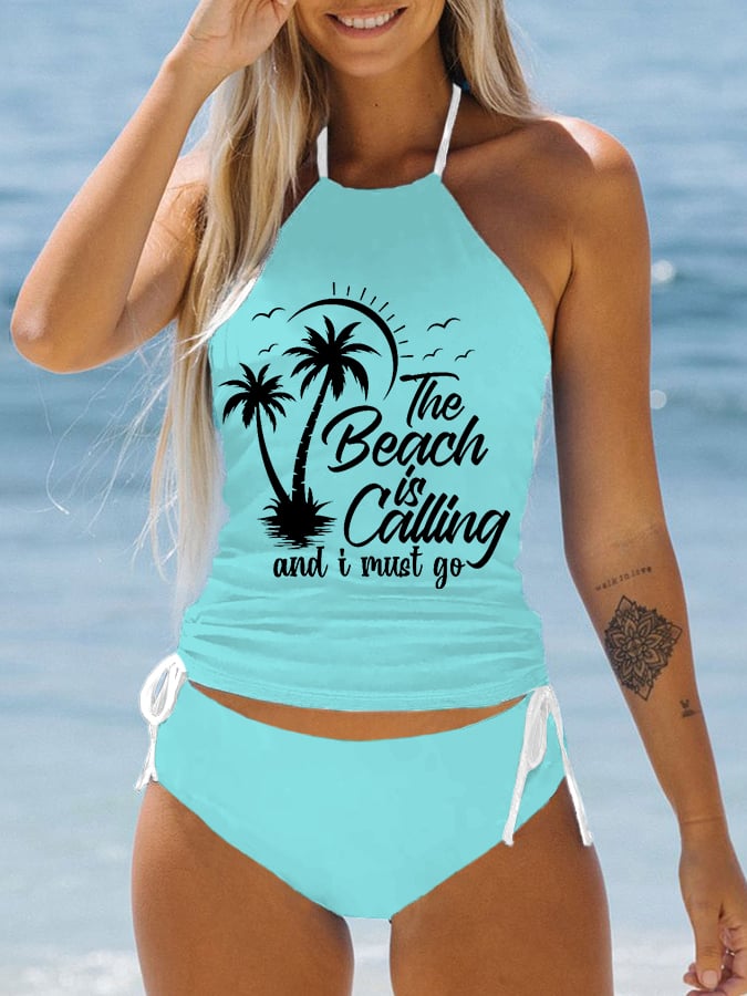 Women's The Beach Is Calling And I Must Go Vacation Swimsuit