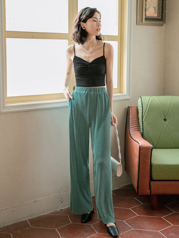 Casual High Waisted Loose Printed Wide Leg Pants Bottoms