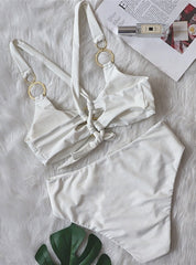 High-waisted Swimsuit Gold Ring Bikini