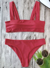 Bikini New Wide Straps Padded Bandeau Bikini Set