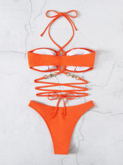 Sexy Pearl Bind Neck Beach Bikini