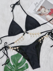 Metal Split Swimsuit Female Diamond Bikini