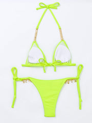 Sexy Metal Pendant Strap Bikini