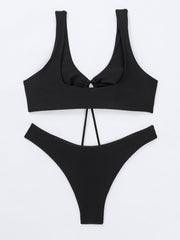 Sexy Black Openwork Bikini Suit