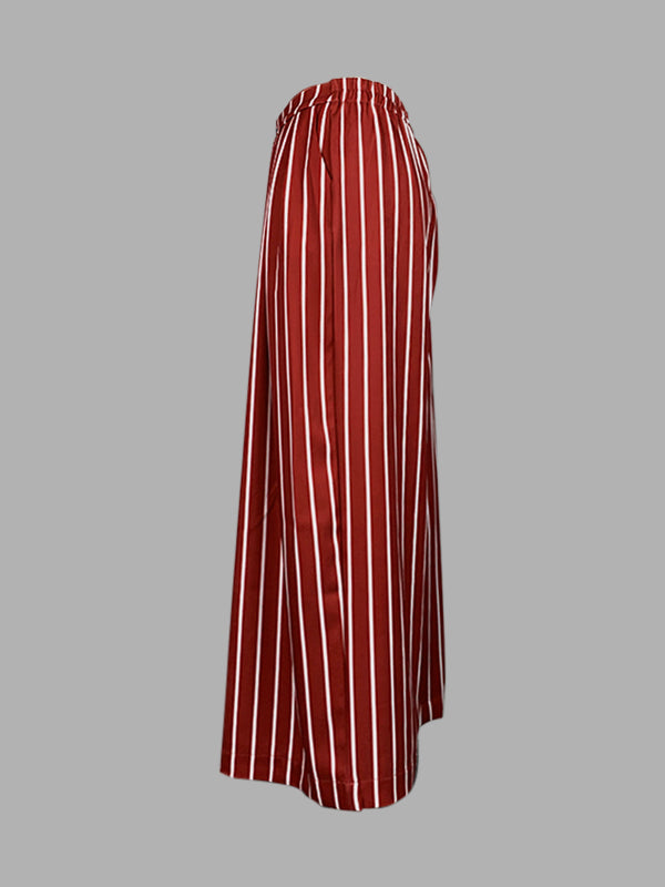 Striped Loose Wide Leg Trousers Casual Pants Bottoms
