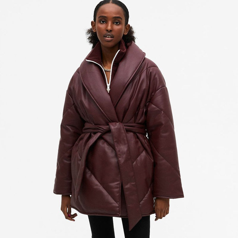 Catalina Oversized Leather Parker Blanket Coat