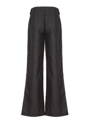 Buttoned Striped Flared Pants Loose Trousers Suit Pants