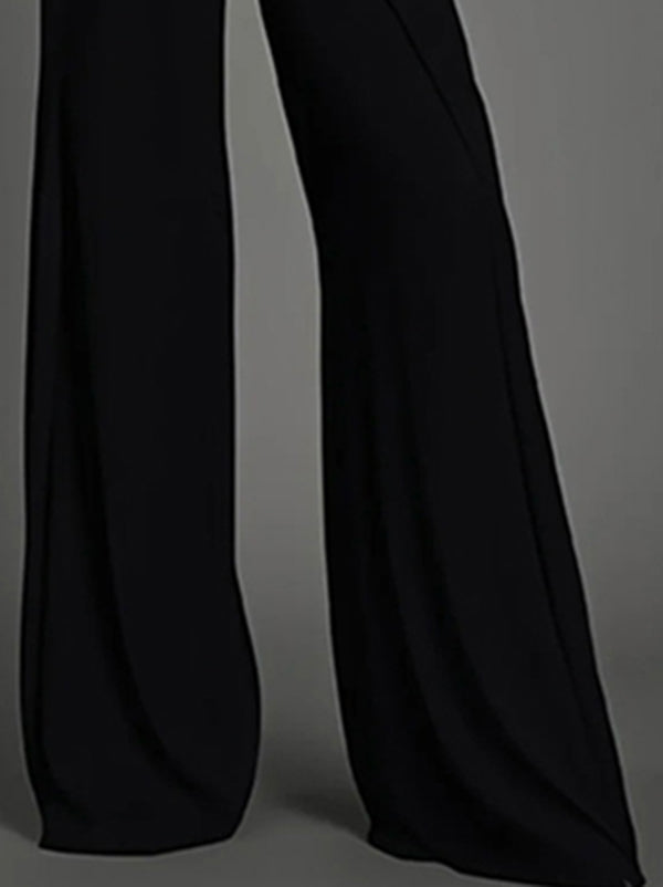 High-Waisted Solid Color Loose Wide Leg Trousers Pants
