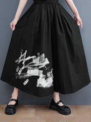Abstract Printed Elasticity Loose Wide Leg Casual Pants Bottoms