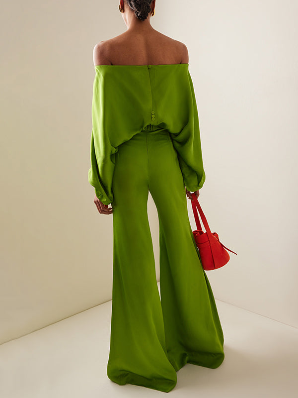 Solid Color Split-Joint High Waisted Loose Trousers Pants