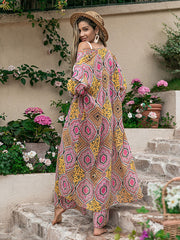 Vacation Loose Long Sleeves Floral Printed Two Pieces Set