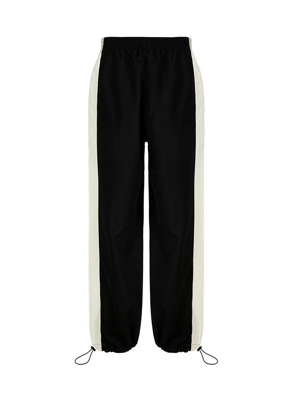 Contrast Color Low Waist Casual Pants
