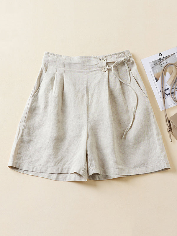 Elasticity Solid Color Loose Shorts Bottoms
