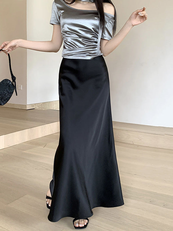 Elasticity Solid Color Mermaid Skirts Bottoms
