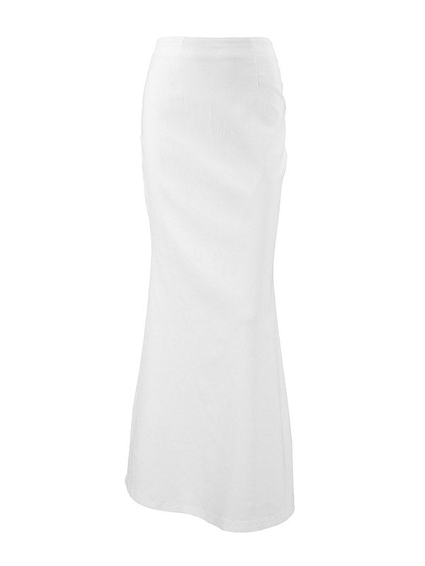 No Belt Solid Color Bodycon High Waisted Skirts Bottoms