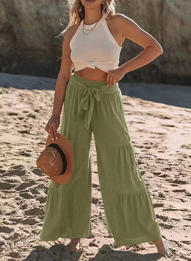 Women's High Waist Folded Wide Leg Pants