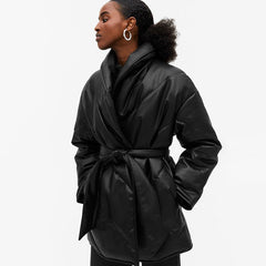 Catalina Oversized Leather Parker Blanket Coat