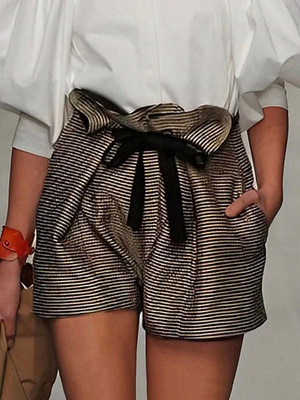 Striped High Waisted Shorts Bottoms