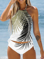 Women's Art Hawaiian Design Drawstring Tankini Swimsuit Set