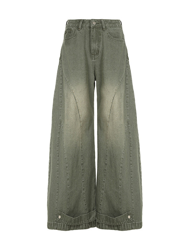 Distressed Wide Leg Low Rise Jeans
