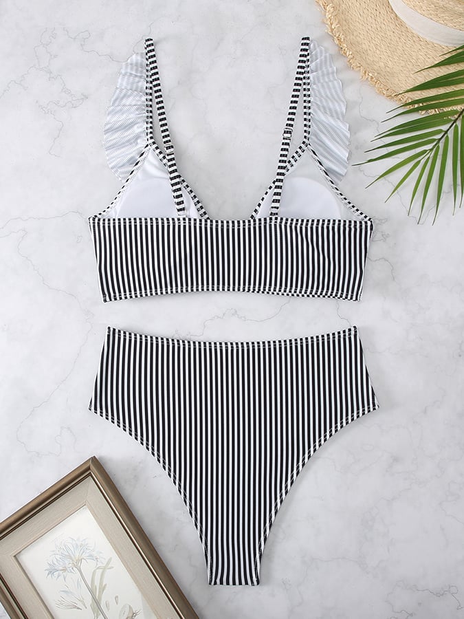 Women's Sexy Casual Resort Split Swimsuit With Ruffle Design (With Breast Pads)