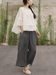 Pure Color Gauze Loose Pants