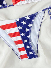 Women's American Flag Print Strappy Beach Bikini