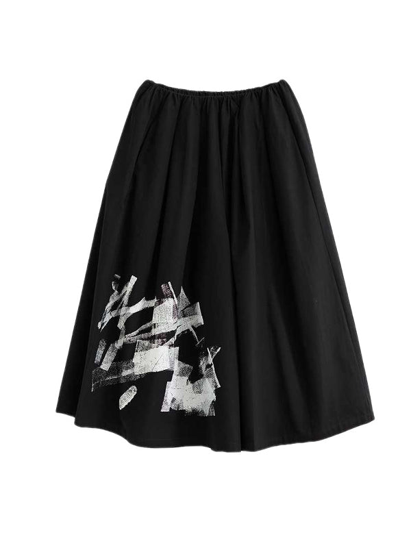Abstract Printed Elasticity Loose Wide Leg Casual Pants Bottoms