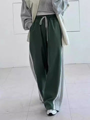 Drawstring Elasticity Split-Joint High Waisted Loose Trousers Pants
