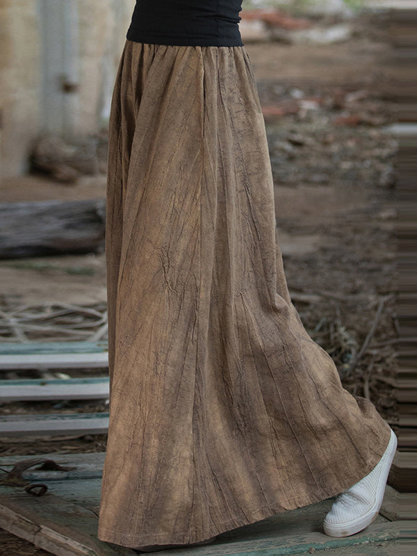 Elasticity Pockets Tie-Dyed Loose Skirts Bottoms