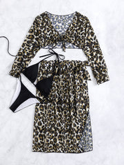 Four-piece Leopard Tether Beach Bikini