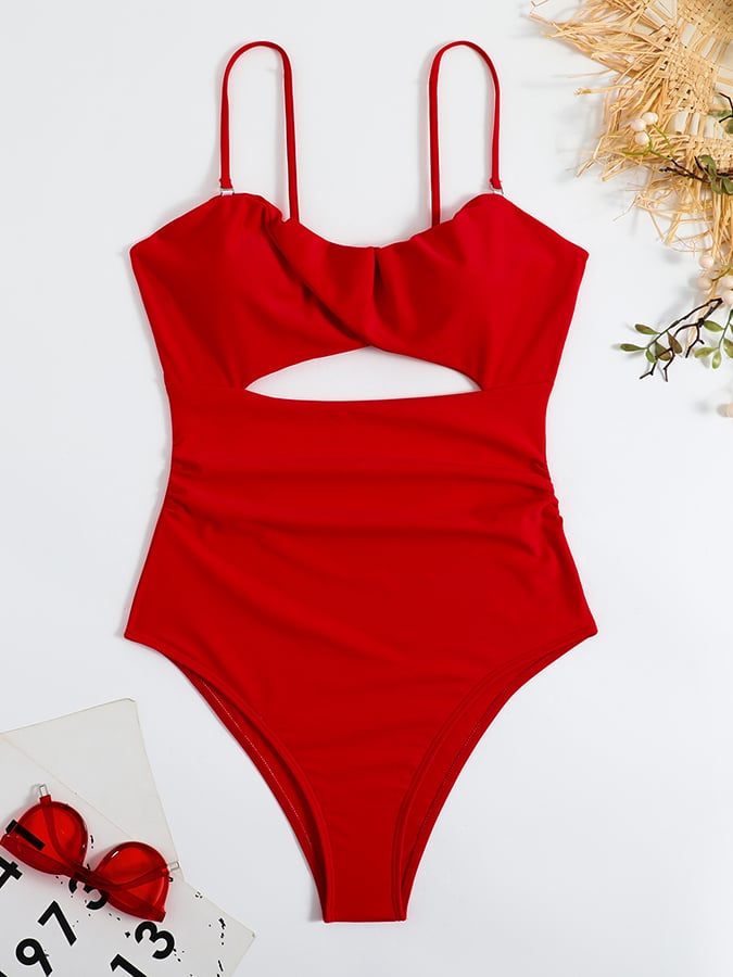 Solid Colored Sexy Hollow Out One Piece Swimsuit