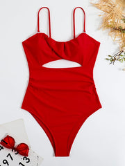 Solid Colored Sexy Hollow Out One Piece Swimsuit