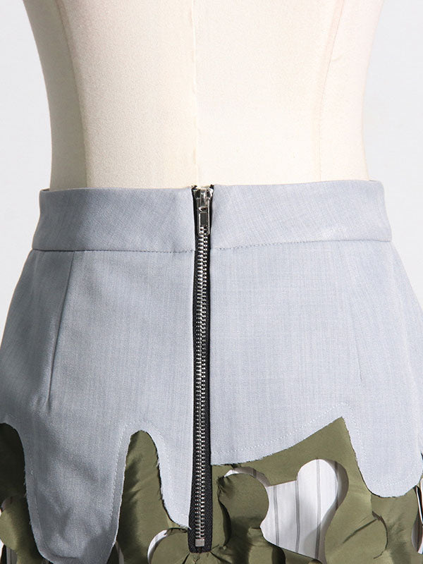 Asymmetric Split-Joint Split-Side Zipper High Waisted Loose Skirts Bottoms