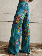 Women's Vintage Western Cowboy Wild Print Casual Wide Leg Pants
