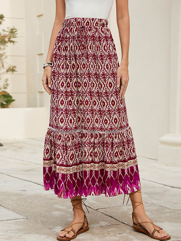 Contrast Color Elasticity Loose Skirts Bottoms
