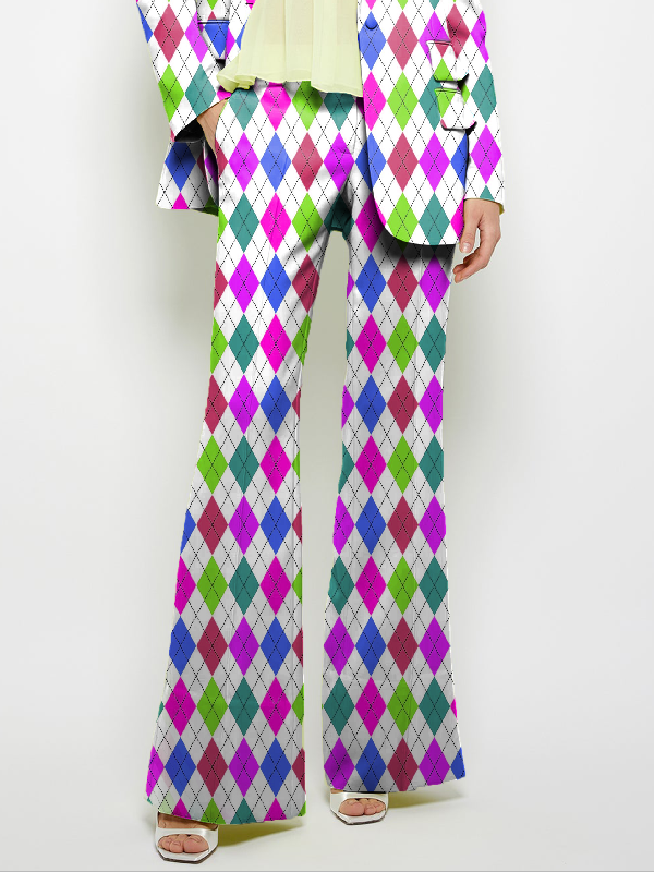 Pockets Printed Loose Wide Leg Trousers Suit Pants Pants