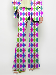Pockets Printed Loose Wide Leg Trousers Suit Pants Pants